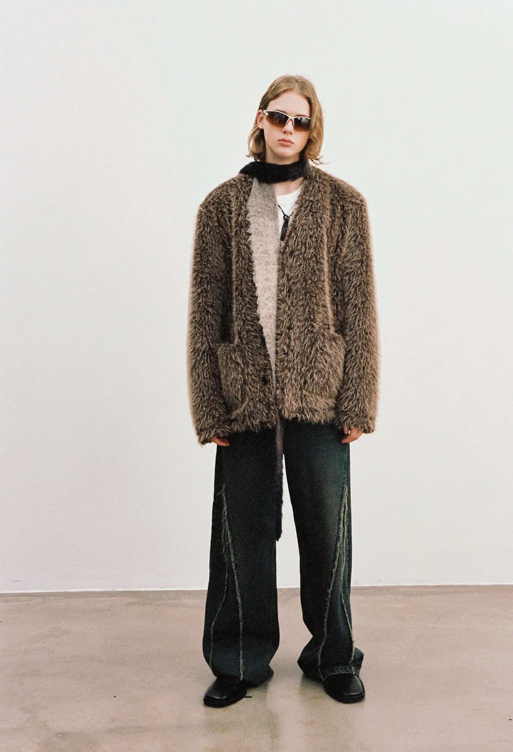 Unisex Fluffily Retro Drop-Shoulder Oversize Fur-Jacket