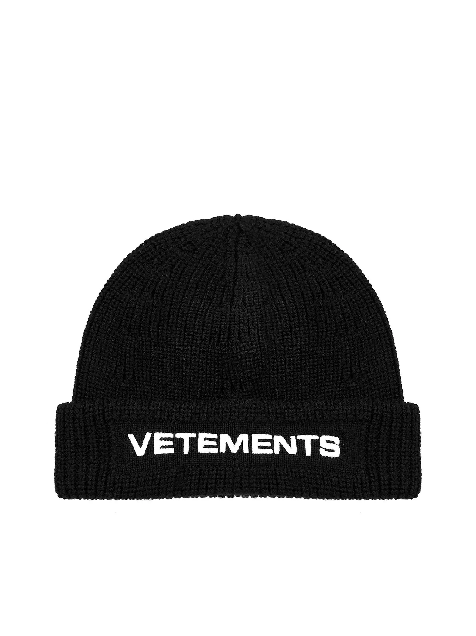 Vetements Logo Embroidered Ribbed Beanie