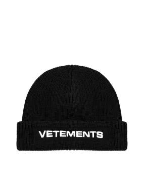 Vetements Logo Embroidered Ribbed Beanie