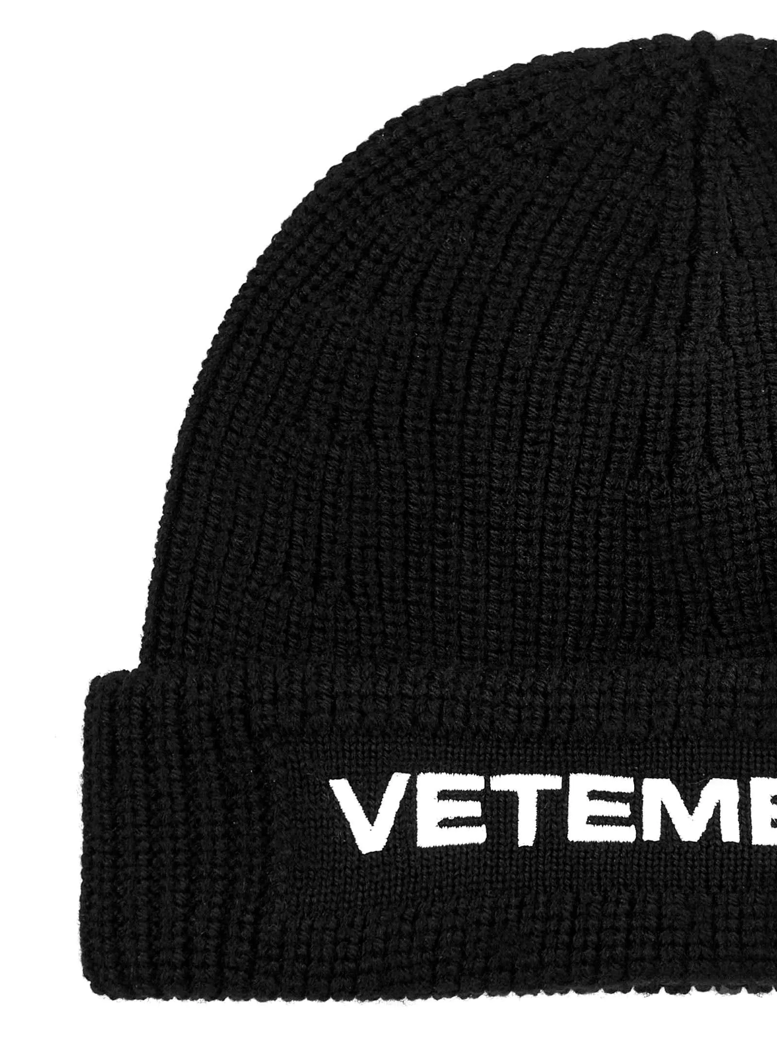 Vetements Logo Embroidered Ribbed Beanie