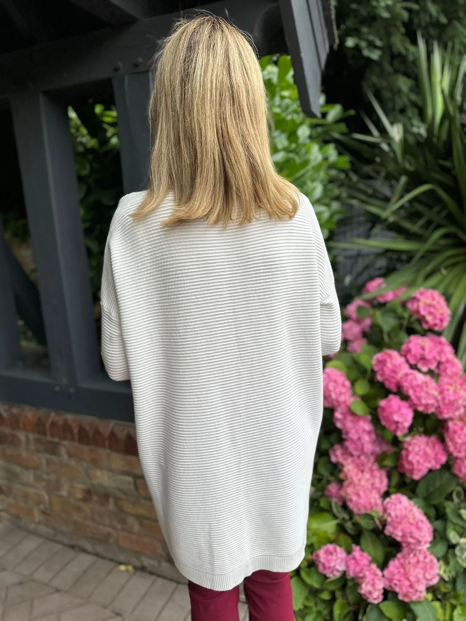 Winter White Lightweight Ribbed Knit Katie