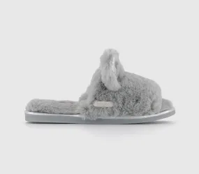 Womens Office Rita  Open Toe Bunny Slides Grey