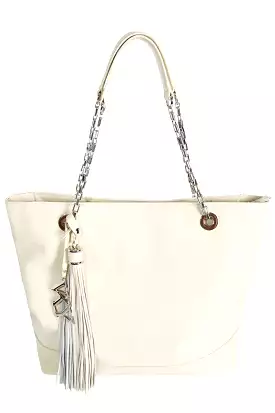 Womens Vky Original Gemma Tote Classic Large Leather Bag Handbag - Cream