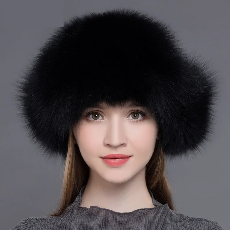 Women's Winter Handmade Warm Natural Raccoon Fox Fur Bomber Hats