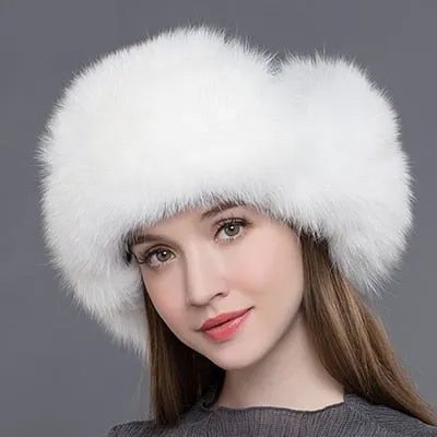 Women's Winter Handmade Warm Natural Raccoon Fox Fur Bomber Hats