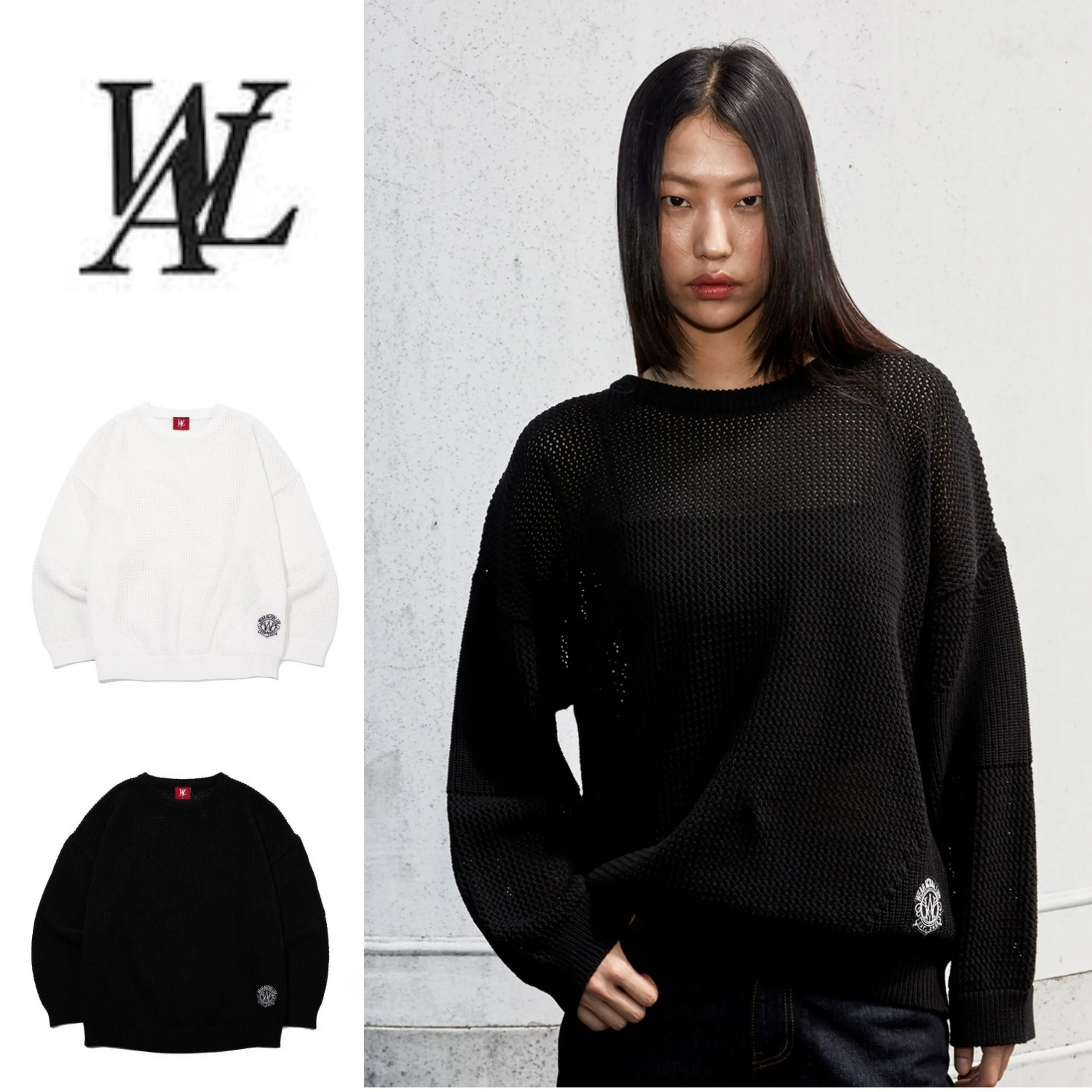 WOOALONG  |Unisex Street Style Long Sleeves Plain Logo Sweaters