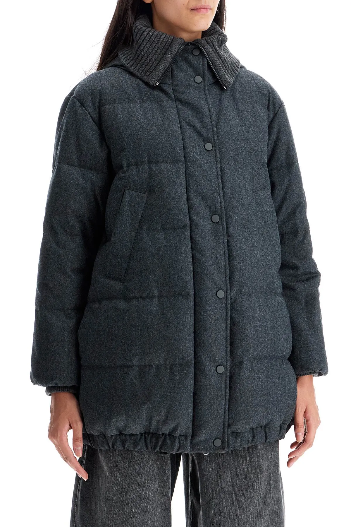 woolen down jacket with hood