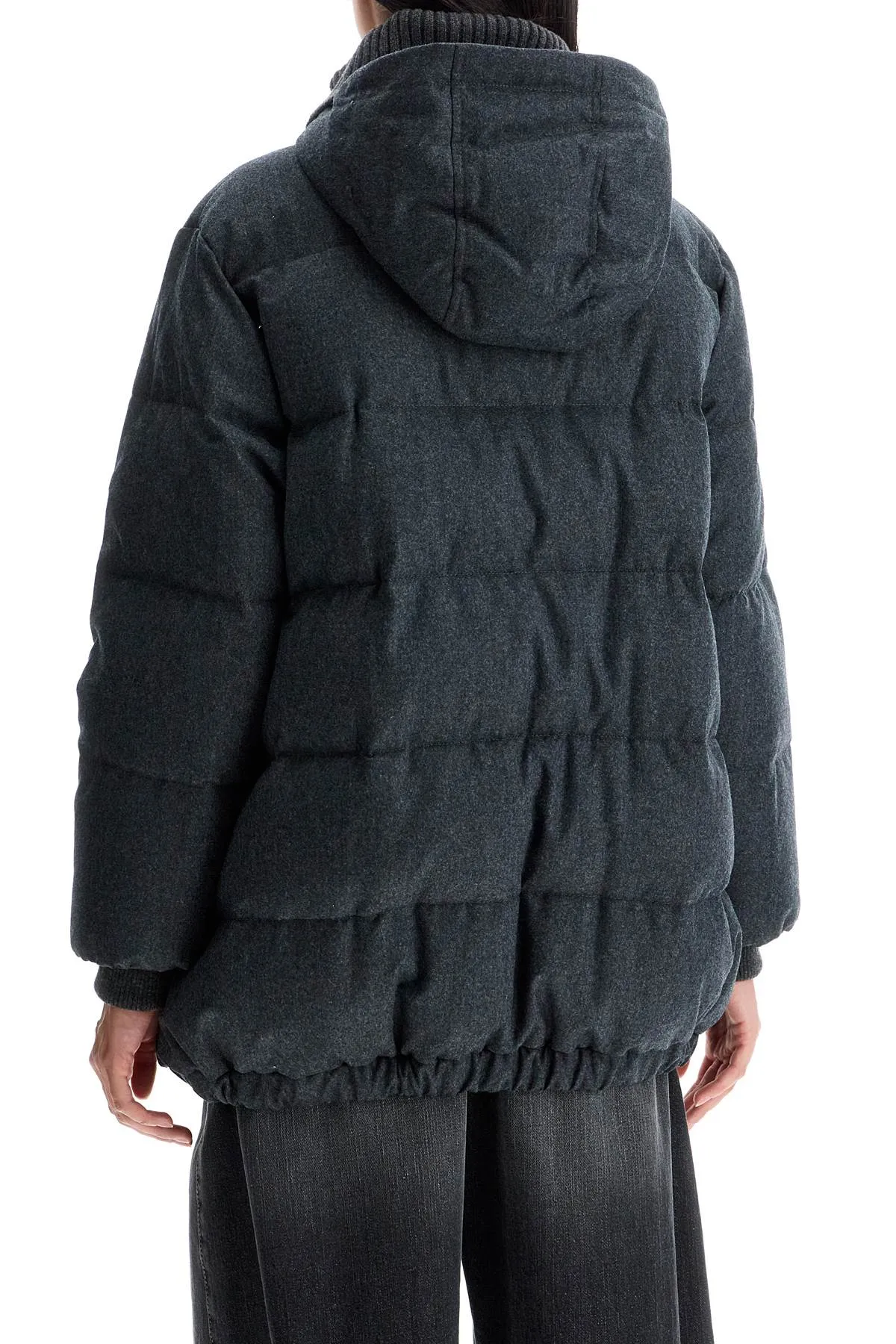 woolen down jacket with hood