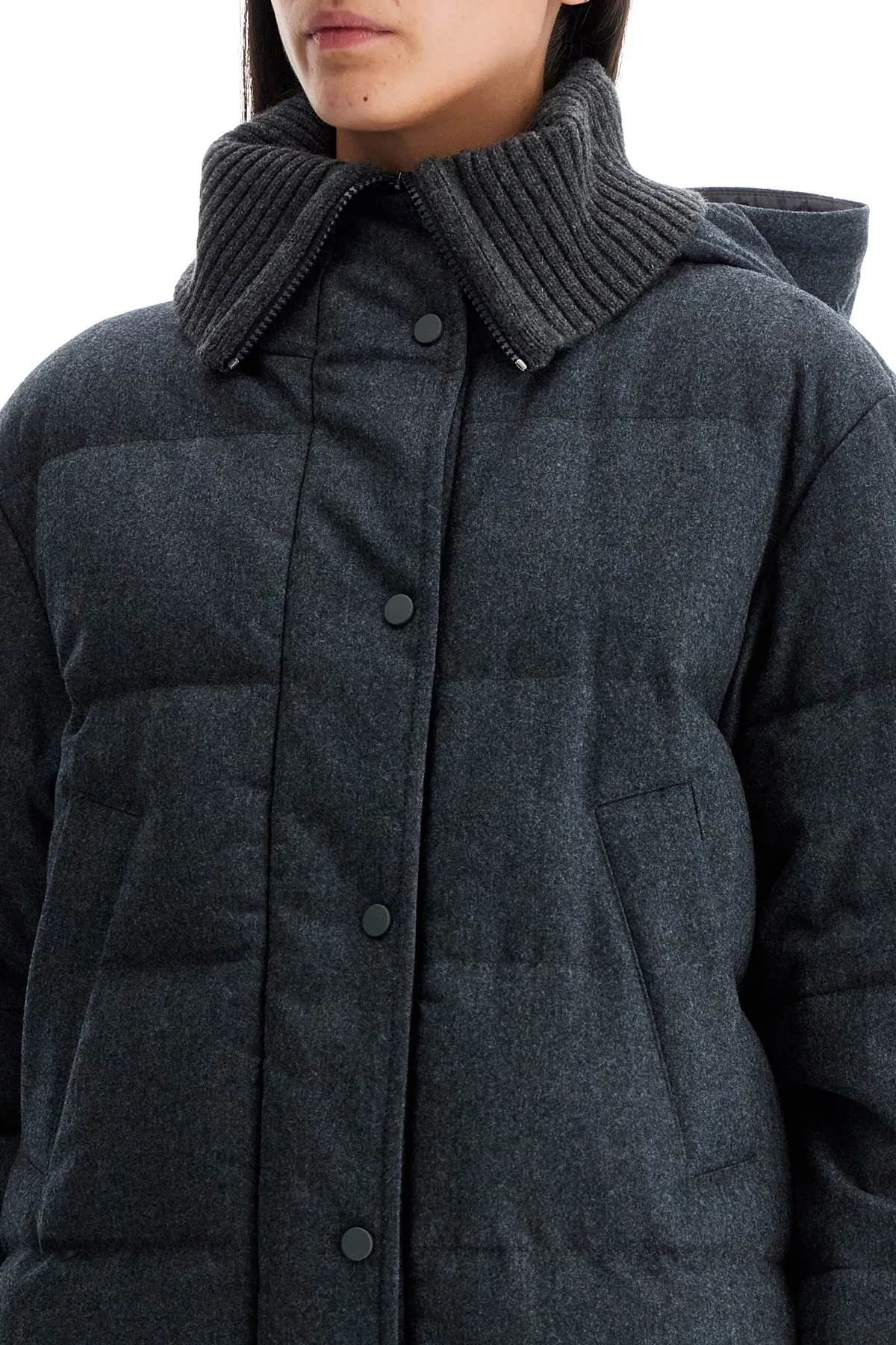 woolen down jacket with hood