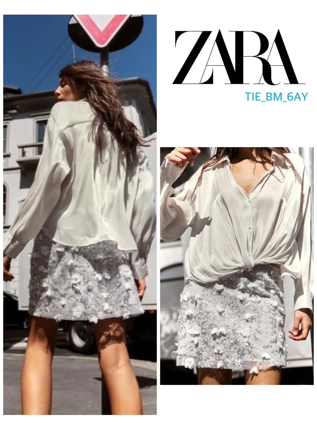 ZARA  |RUFFLED SEMI-SHEER TOP