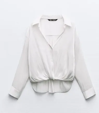 ZARA  |RUFFLED SEMI-SHEER TOP