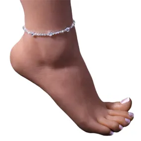 Zinc Alloy Geometric Square Cubic Zirconia  Anklets for Women