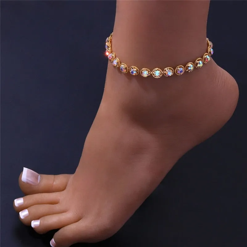 Zinc Alloy Geometric Square Cubic Zirconia  Anklets for Women